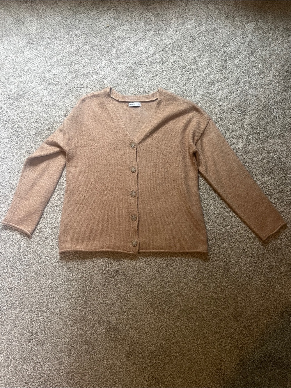 Sonoma Tan Button-Front V-Neck Cardigan